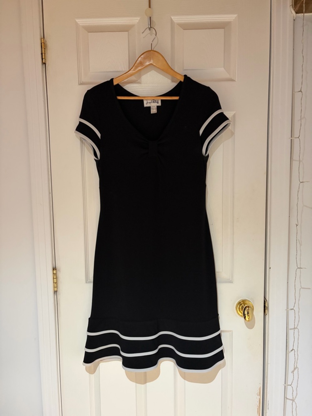 Joseph Ribkoff Black Dress with White Trim